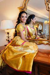 Mallika's Yellow Gold Kanchipuram Silk Saree