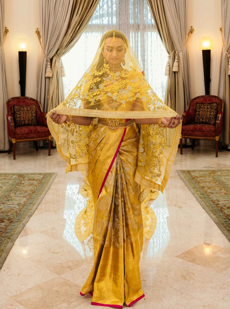 Mallika's Yellow Gold Kanchipuram Silk Saree