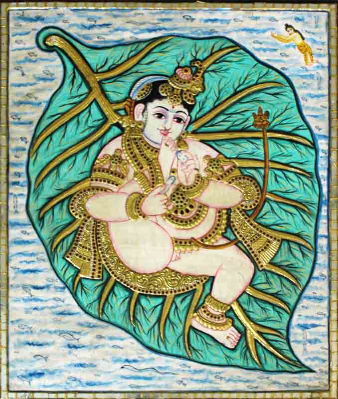 Balkrishna with Leaf Tanjore Painting