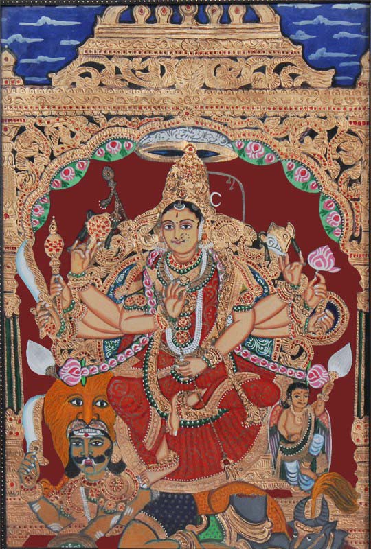 Goddess Chamundi Tanjore Painting