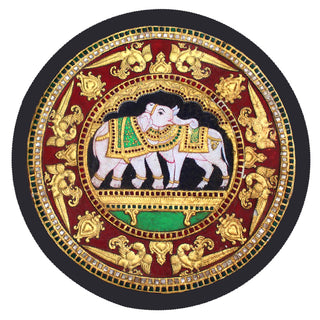 Elephant and Rishab Tanjore Painting