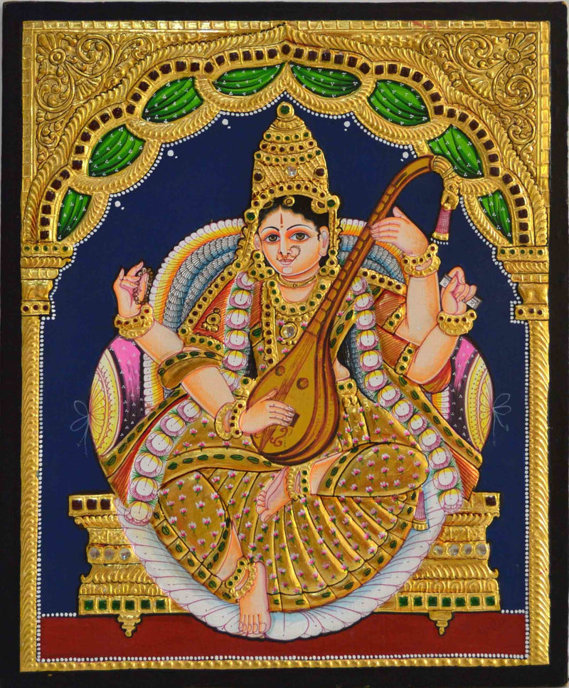Goddess Saraswati Tanjore Painting