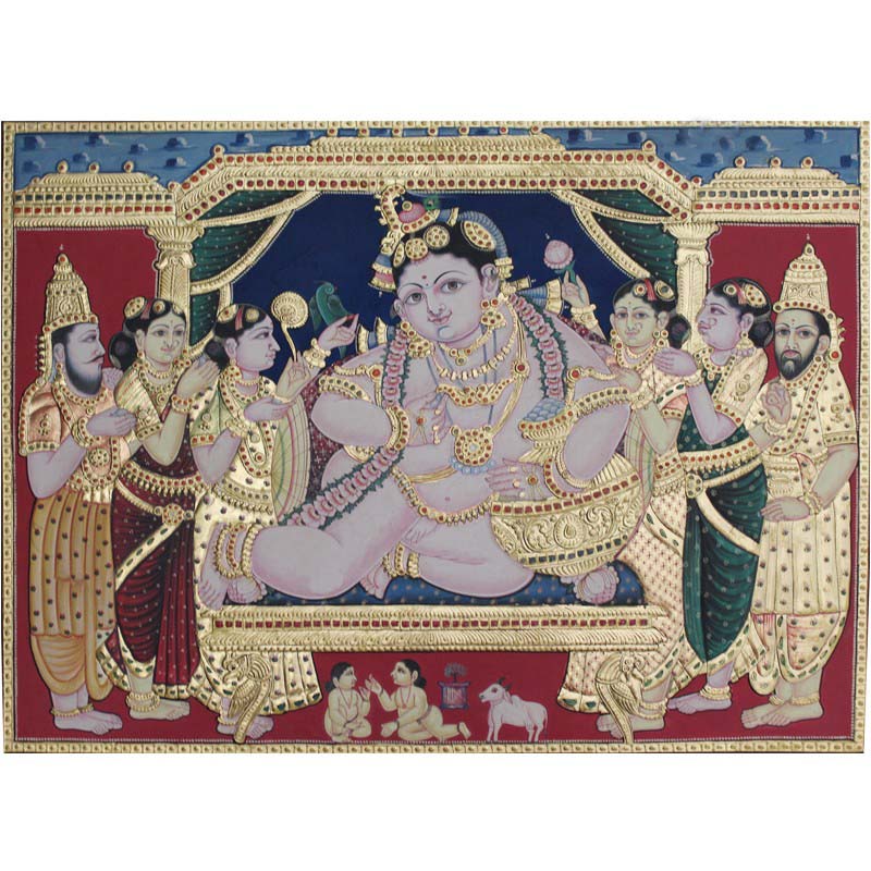 Lord Krishna Darbar Tanjore Painting – madhurya.com