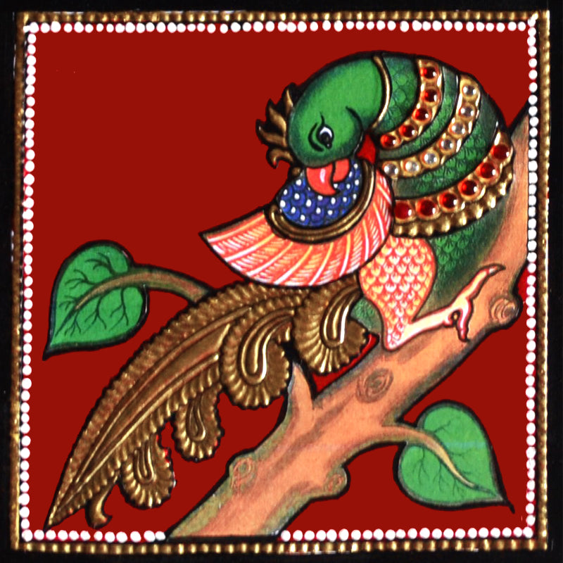 Colorful Indian Peacock Tanjore Painting