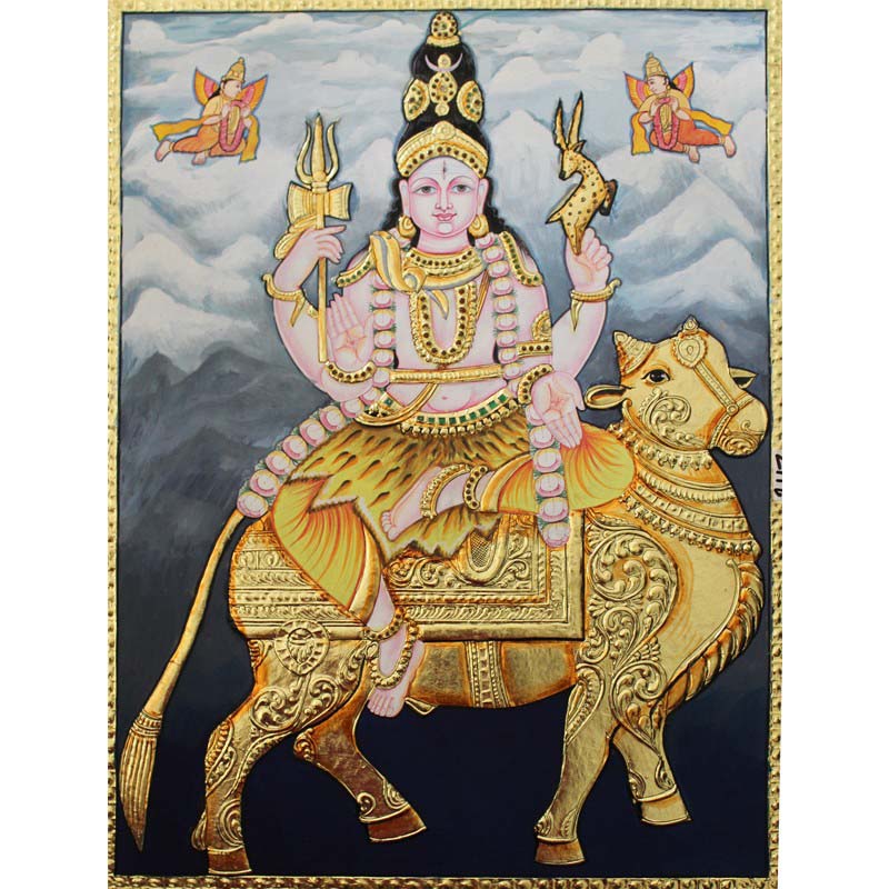 Lord Shiva Riding Nandi Tanjor