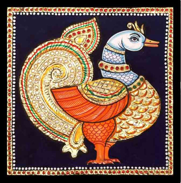 Majestic Swan Tanjore Painting