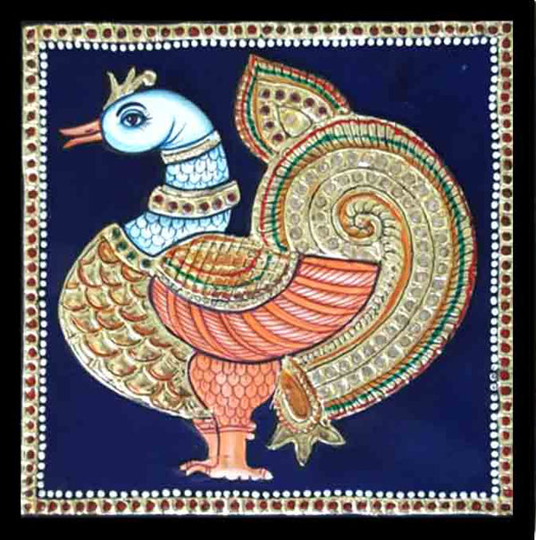 Square swan Tanjore Painting online