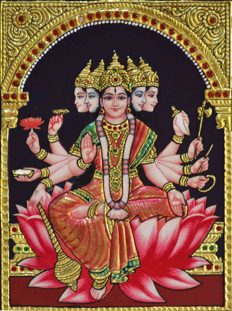 Tanjore Painting of Mahalakshmi on Lotus